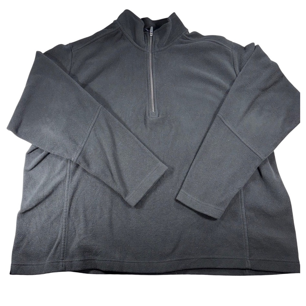 Lands End Mens XXL Gray Fleece 1/4 Zip Pullover Sweatshirt Top Relaxed Fit
